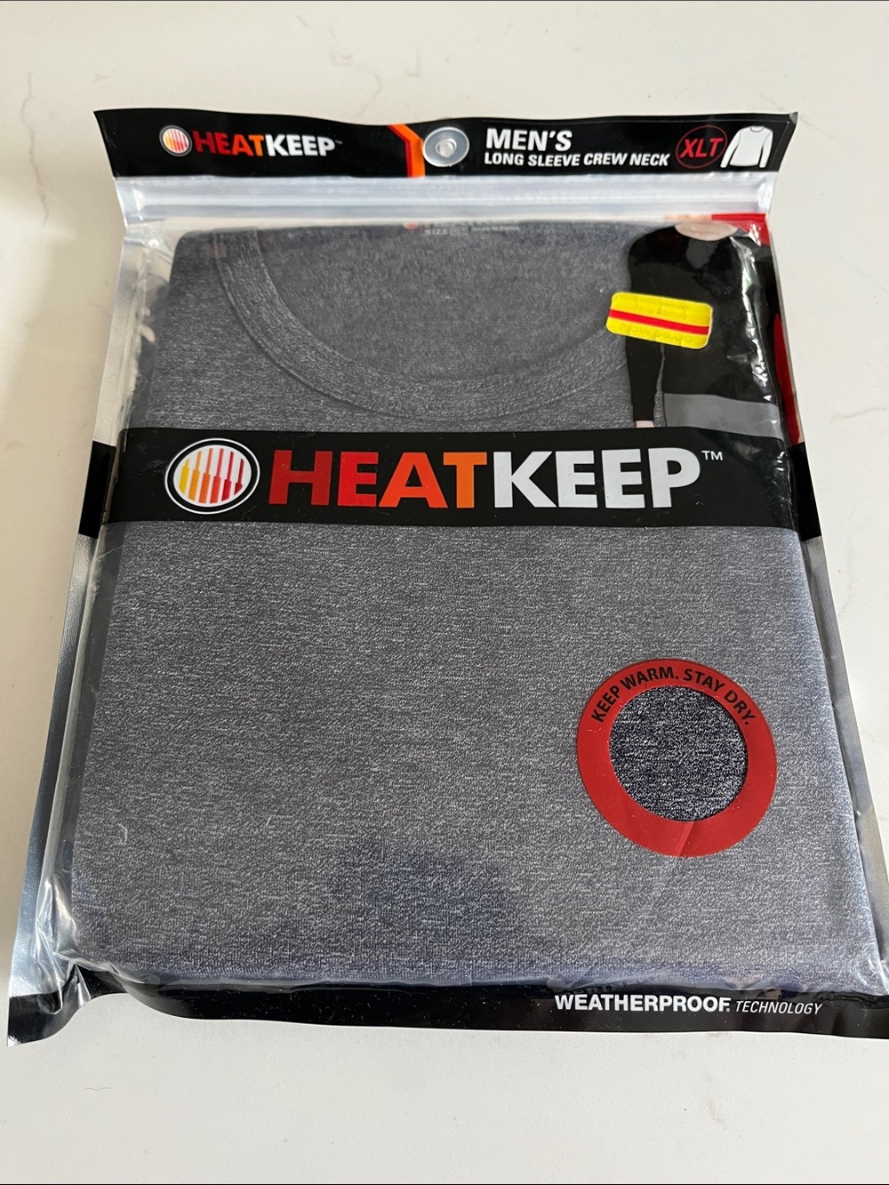HeatKeep Men’s Long Sleeve Crew Neck Thermal Shirt - Gray (XLT)